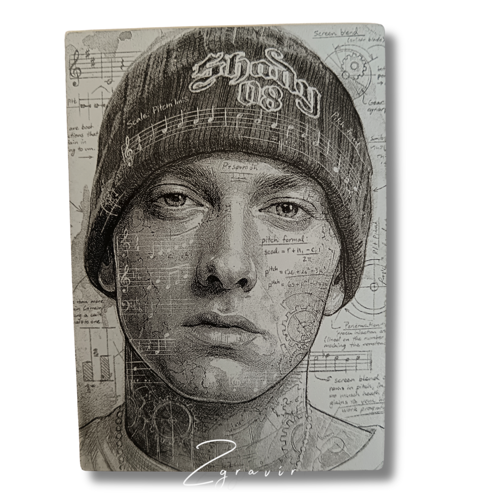 Eminem Shady vázlat stílusú fémlap gyűjtőkártya 63x89 mm