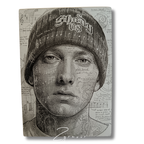 Eminem Shady vázlat stílusú fémlap gyűjtőkártya (63x89 mm)