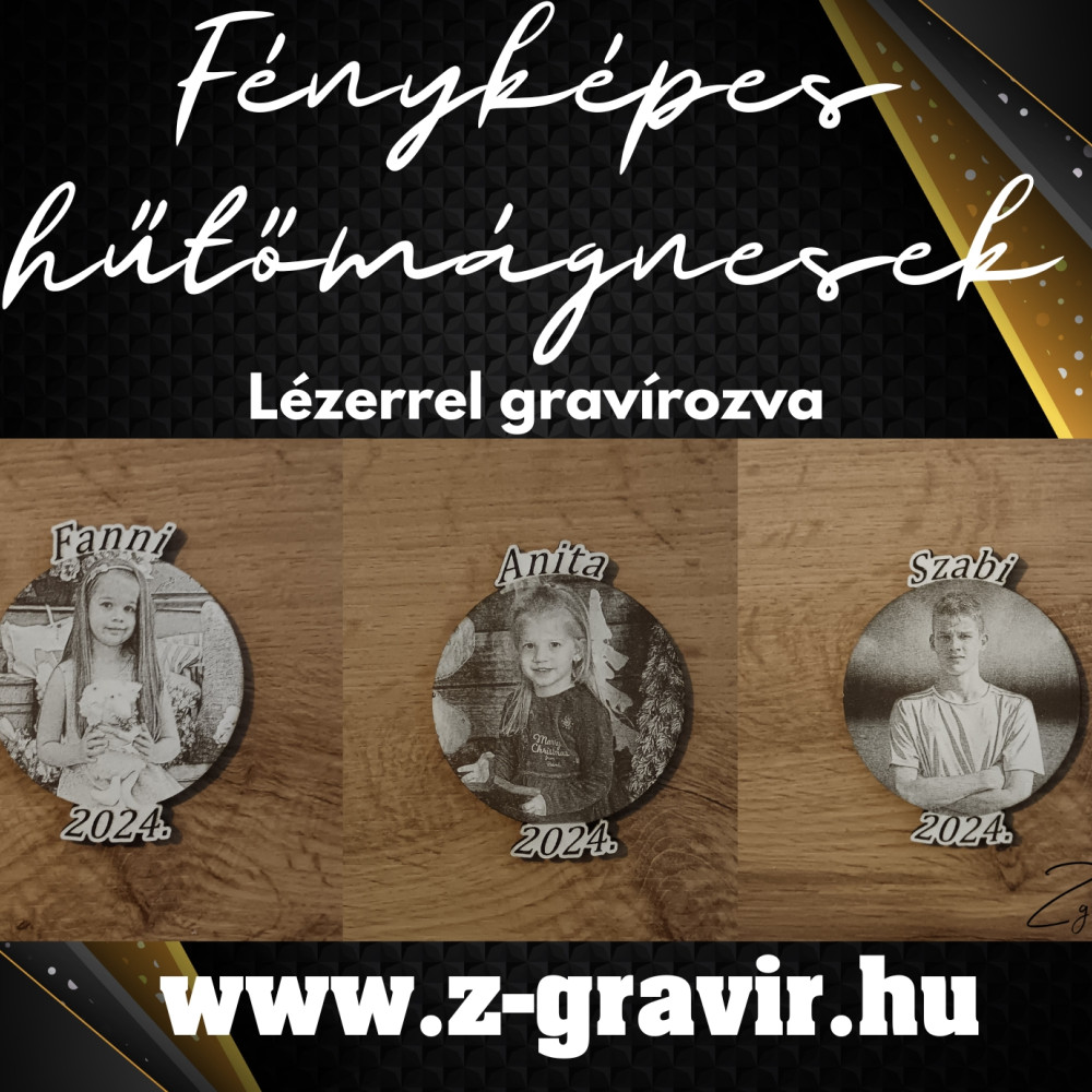  Lézergravírozott fényképes hűtőmágnes