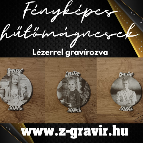 Lézergravírozott fényképes hűtőmágnes