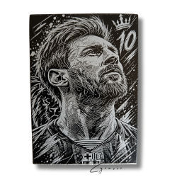 Egyedi gravírozott fém sportkártya Lionel Messi portréval