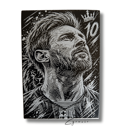 Egyedi gravírozott fém sportkártya – Lionel Messi (63x89 mm)