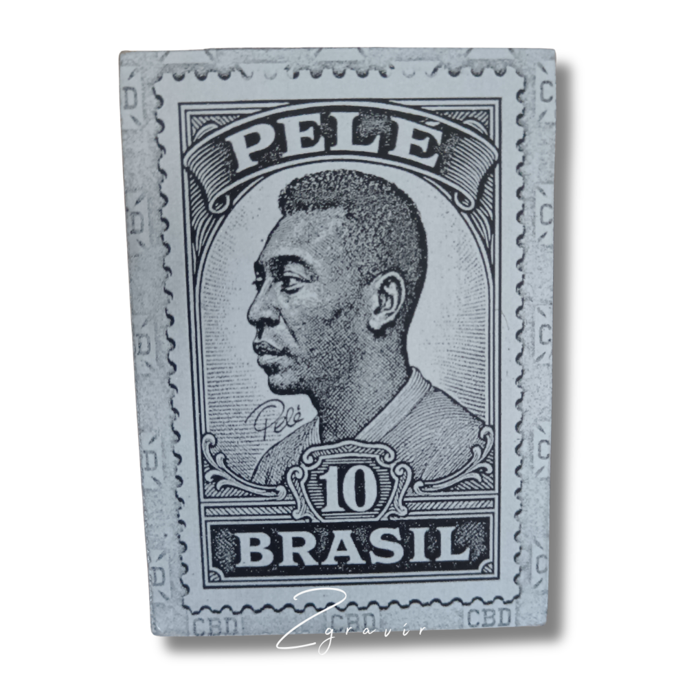 Pelé Brasil bélyeg dizájn fémlap gyűjtőkártya (63x89 mm)
