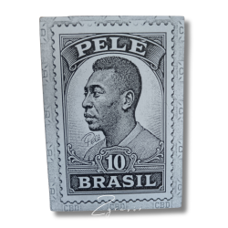 Pelé Brasil bélyeg dizájn fémlap gyűjtőkártya (63x89 mm)
