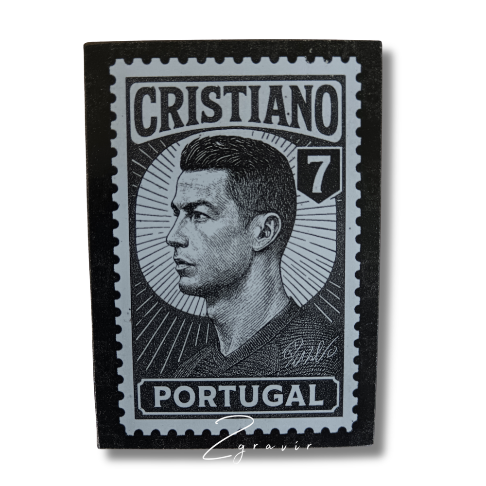 Cristiano Ronaldo bélyeg dizájnú fém gyűjtőkártya (63x89 mm)