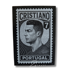 Cristiano Ronaldo bélyeg dizájnú fém gyűjtőkártya (63x89 mm)