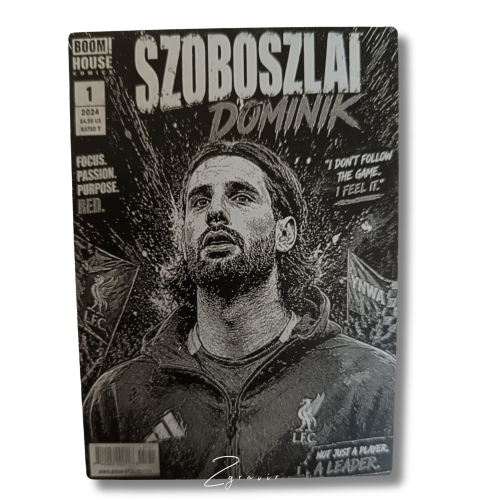 Szoboszlai Dominik képregény stílusú fémlap gyűjtőkártya (63x89 mm)