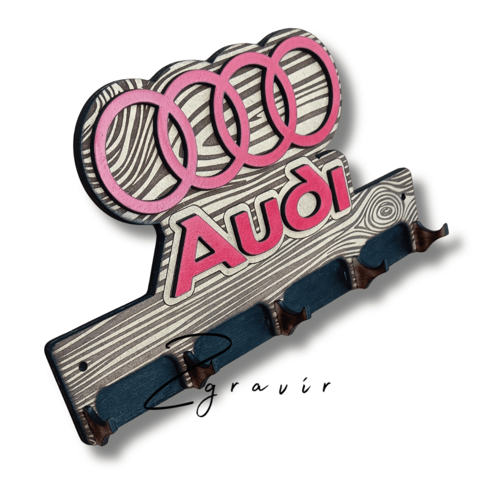 Audi logós fali kulcstartó rétegelt lemezből