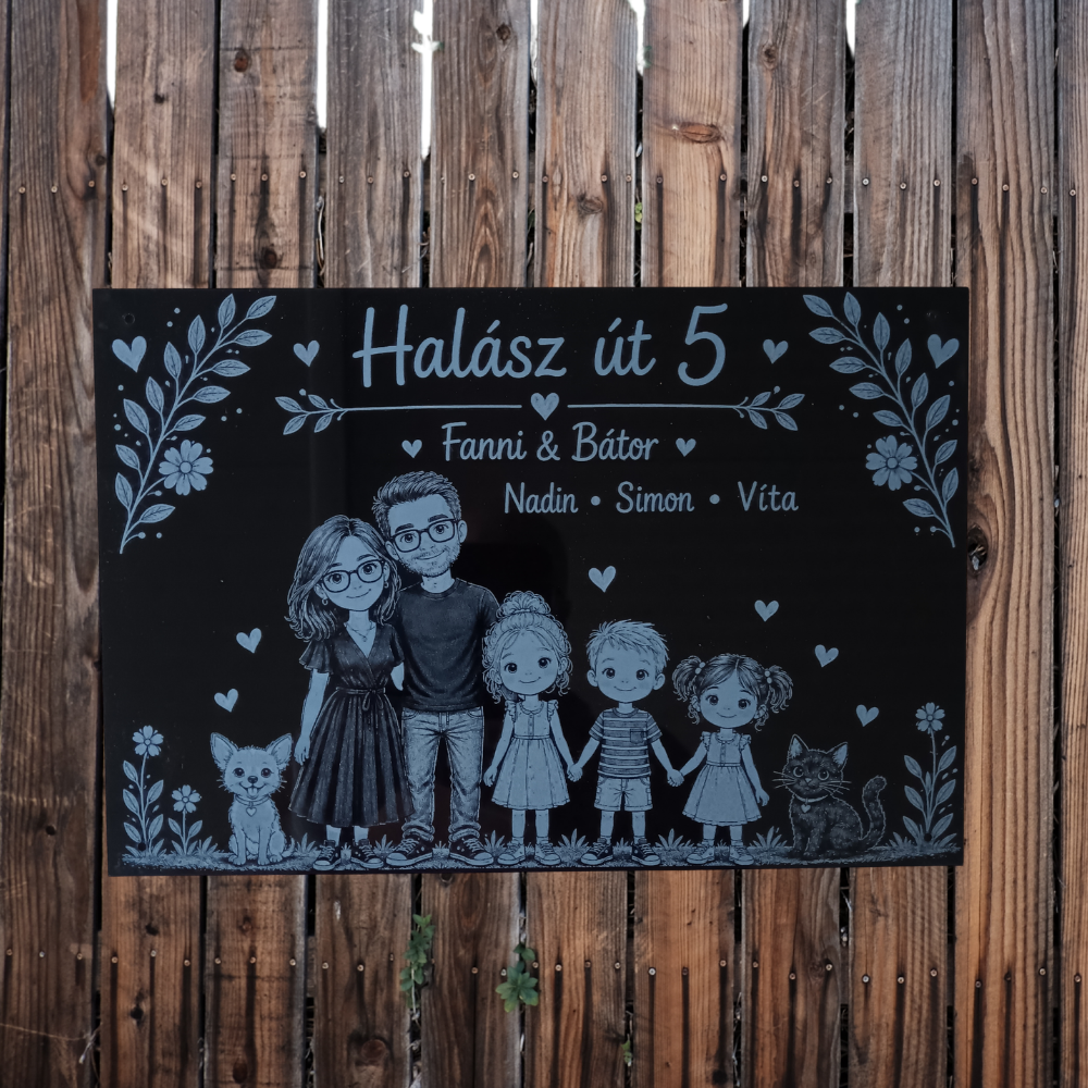 Egyedi mesés házszámtábla