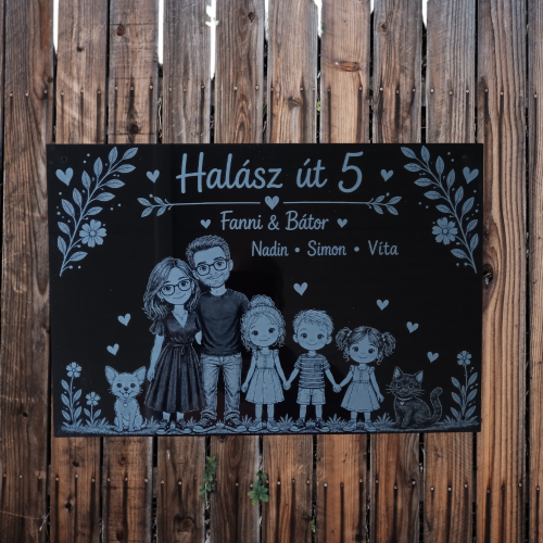Egyedi mesés házszámtábla