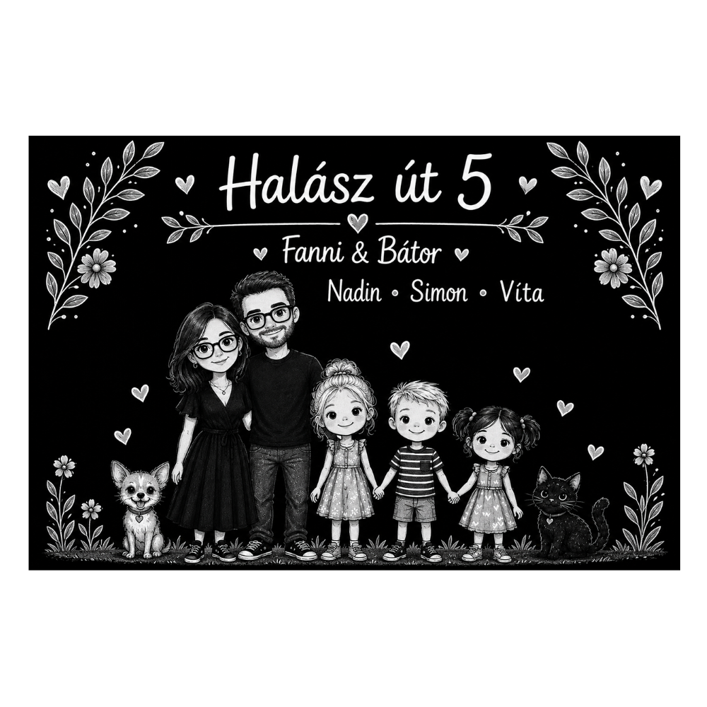 Egyedi mesés házszámtábla