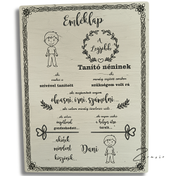 Fa emléklap köszönő ajándék pedagógusoknak